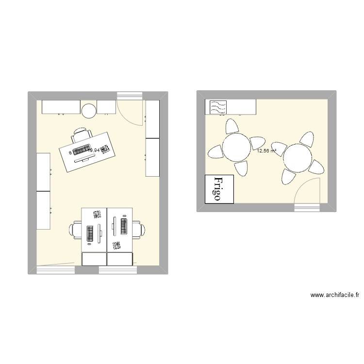 desco3. Plan de 2 pièces et 33 m2