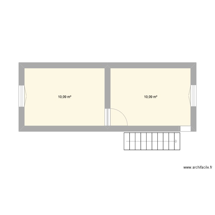 100 bellevue étage. Plan de 2 pièces et 20 m2