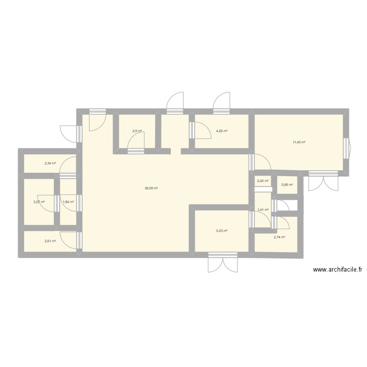 Camberene. Plan de 13 pièces et 75 m2