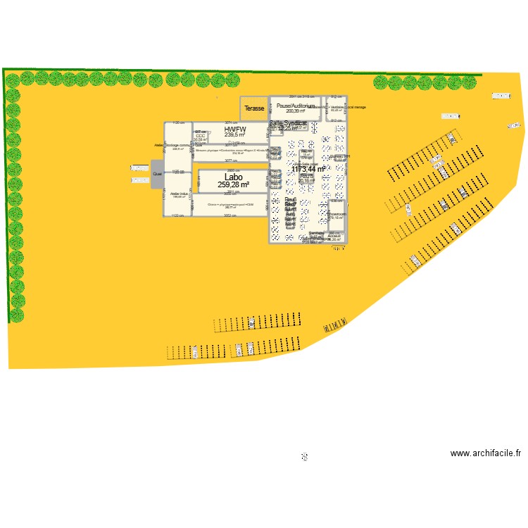 09.24 Plan Masse implantation V6 version haut meublé_David_24_11_18. Plan de 34 pièces et 4122 m2