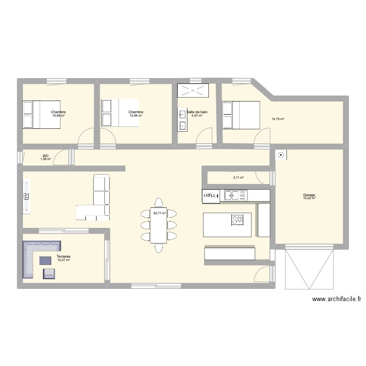 MAISON THEZAN. Plan de 9 pièces et 136 m2