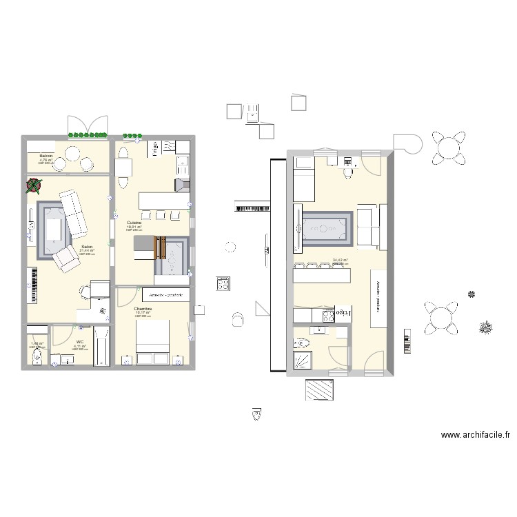 STUDIO 5. Plan de 7 pièces et 95 m2