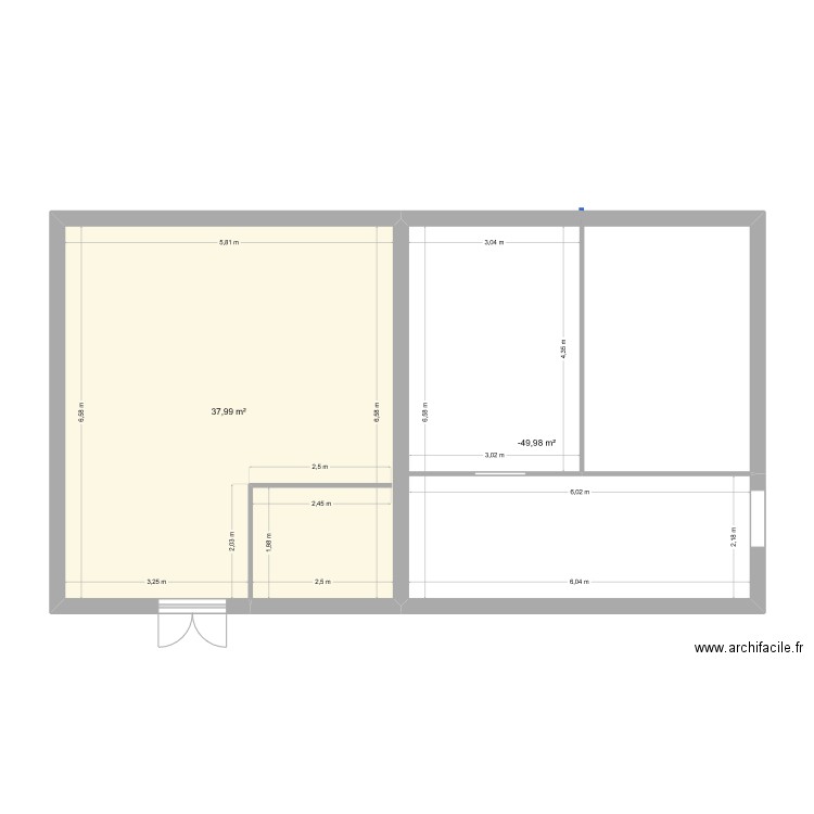 plan vrigny 2. Plan de 2 pièces et 64 m2