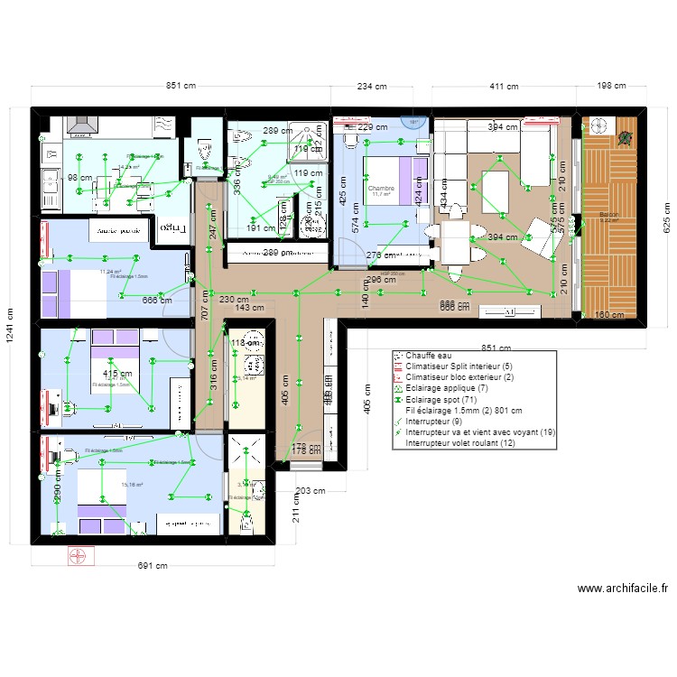  LES IBIS 2EME dernier 21/07/24 éclairage. Plan de 11 pièces et 136 m2