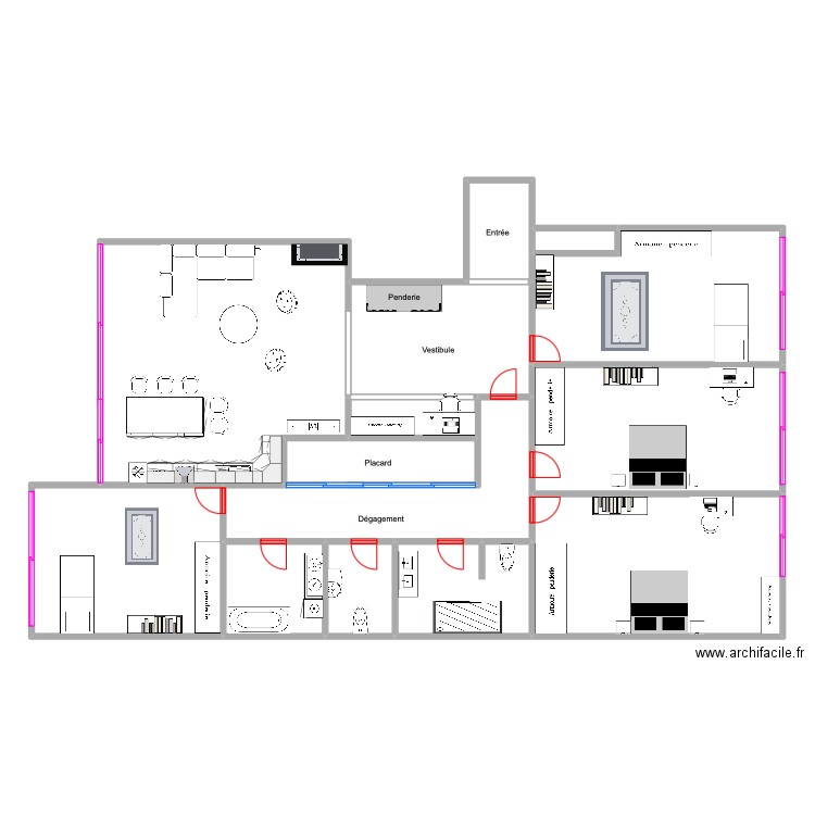 DE BRUCHARD. Plan de 14 pièces et 257 m2