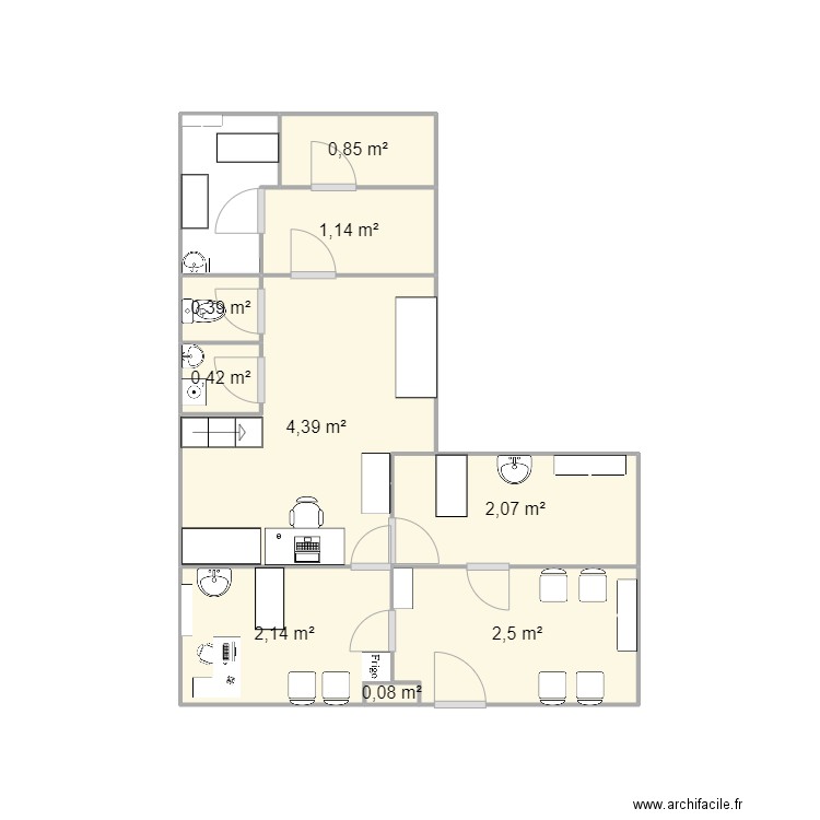 CLINIQUE VETO DU DR BAR . Plan de 9 pièces et 14 m2