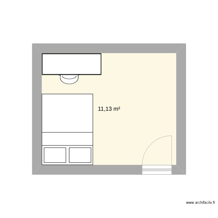 travaille autonomie. Plan de 1 pièce et 11 m2