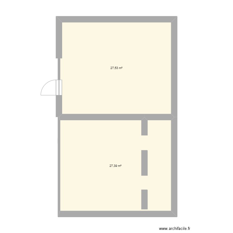 CIMETIERRE. Plan de 2 pièces et 55 m2