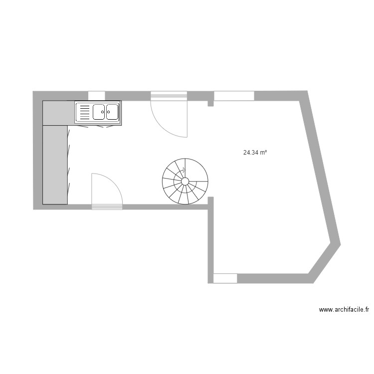 appart1.1er. Plan de 1 pièce et 24 m2