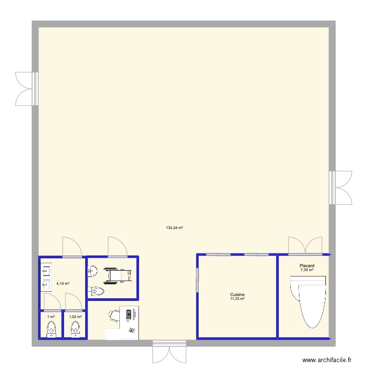 salle répétition  vers 8. Plan de 6 pièces et 165 m2