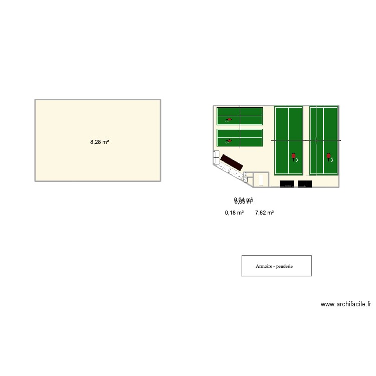 moret. Plan de 5 pièces et 16 m2