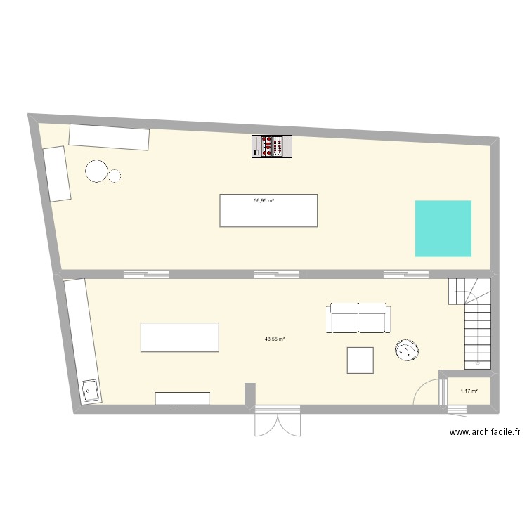 Plan maison 2. Plan de 3 pièces et 107 m2