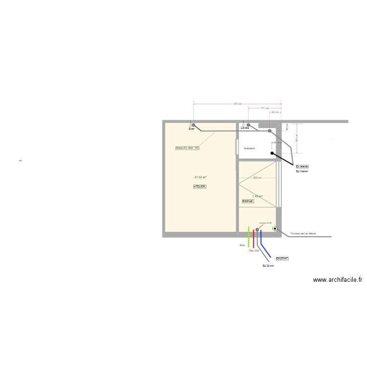 Abri de Jardin / Atelier . Plan de 2 pièces et 29 m2