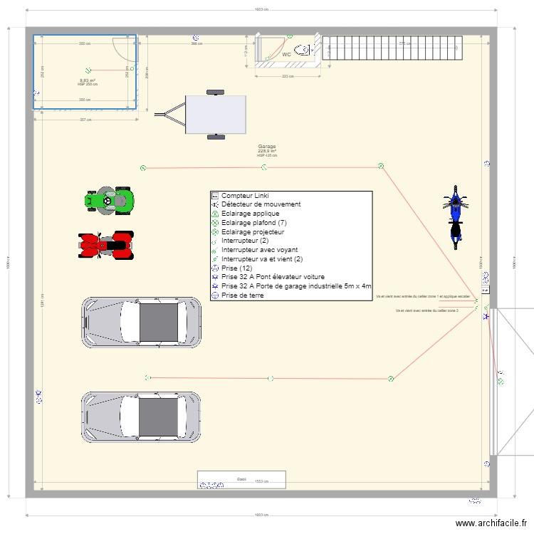 Garage. Plan de 3 pièces et 239 m2