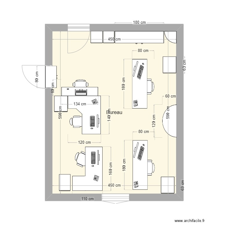 BUREAU SAINT MICHEL. Plan de 1 pièce et 27 m2