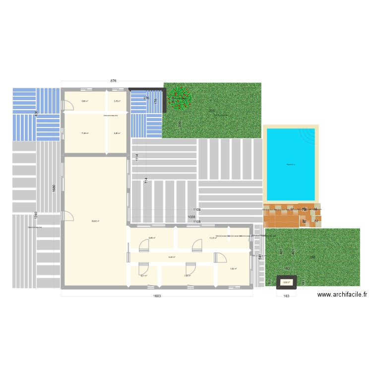 maison finie. Plan de 12 pièces et 127 m2