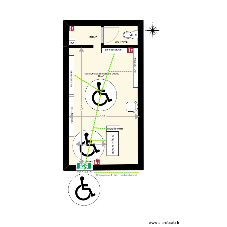 CASCINO ROMANS. Plan de 1 pièce et 21 m2