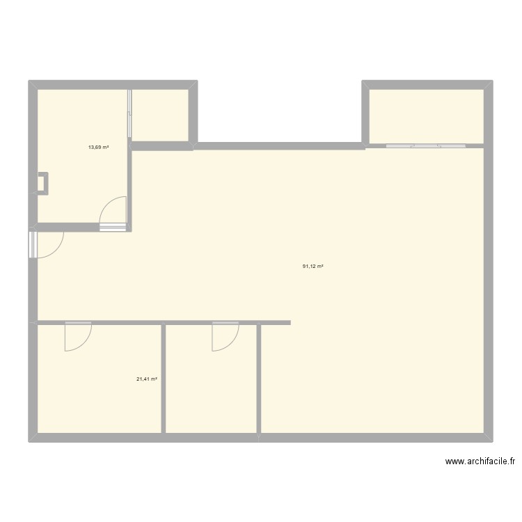 coupiane. Plan de 3 pièces et 126 m2