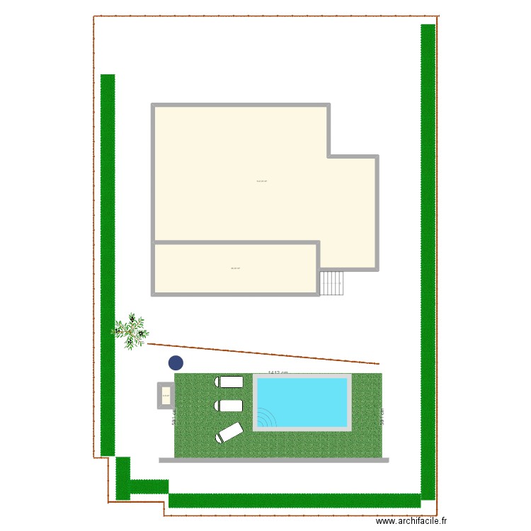 pool. Plan de 3 pièces et 171 m2