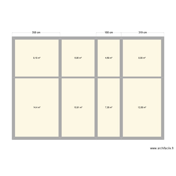 De Souza. Plan de 8 pièces et 74 m2