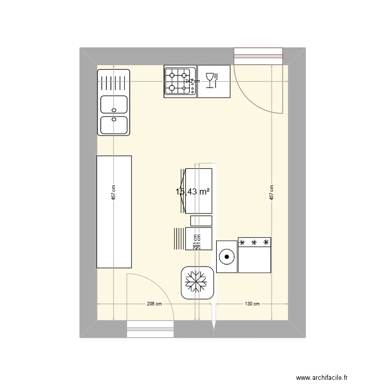 cuisine malmont. Plan de 1 pièce et 15 m2