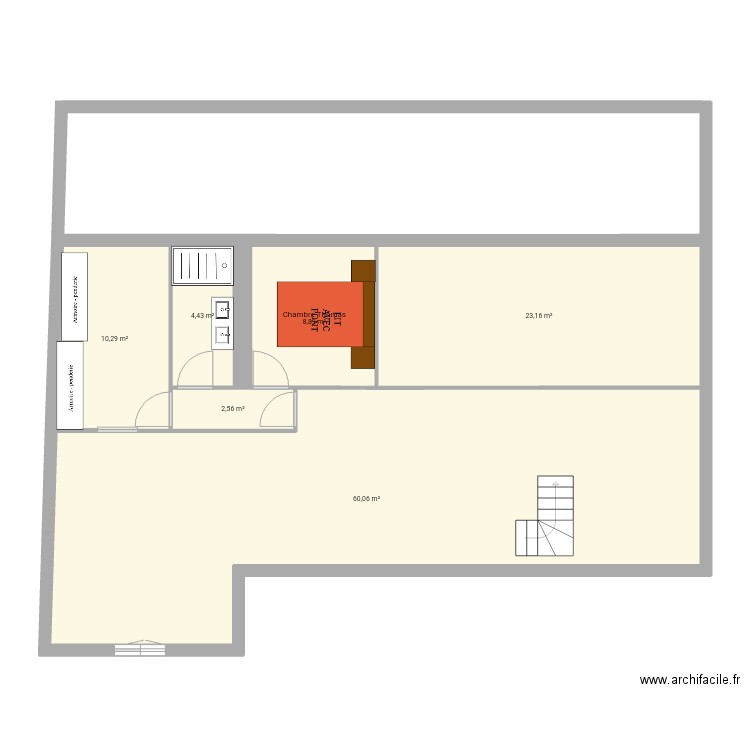 Maison étage phase 2. Plan de 6 pièces et 109 m2