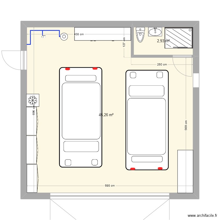 garage. Plan de 2 pièces et 48 m2