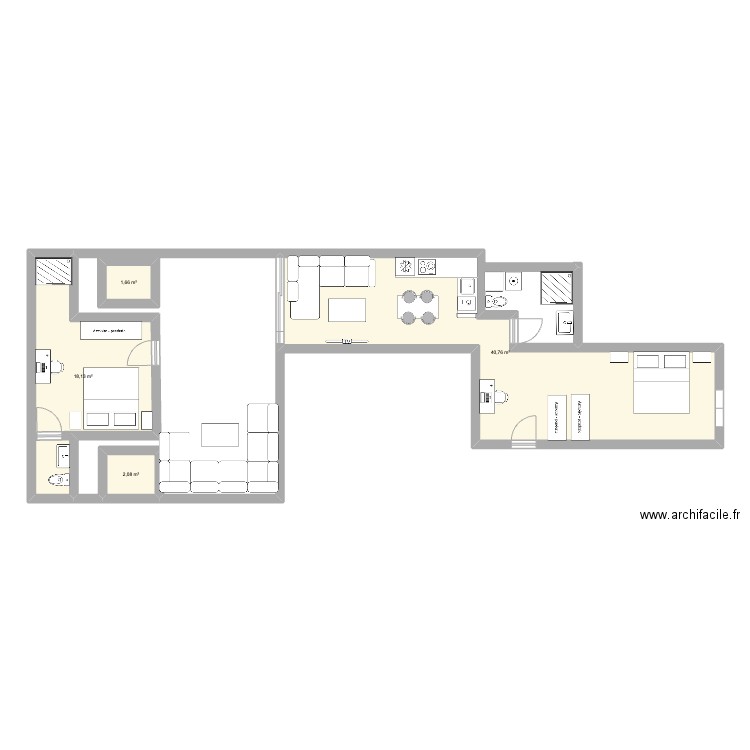 APPART AGDAL. Plan de 4 pièces et 63 m2