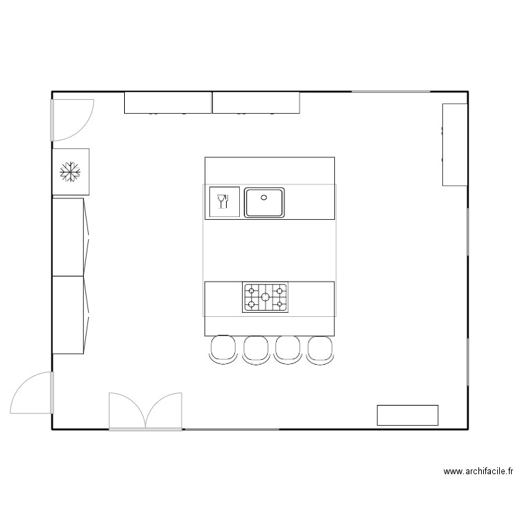 NESCUS CUISINE. Plan de 1 pièce et 52 m2