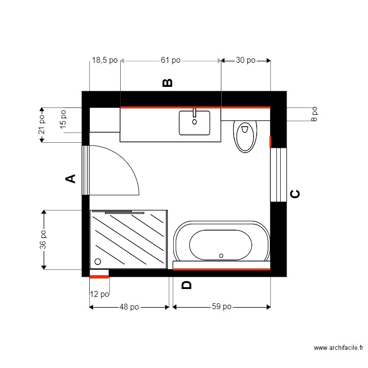 letourneau sur mesure. Plan de 1 pièce et 7 m2