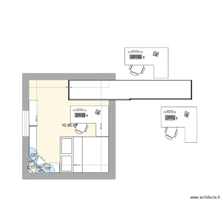 chambre sarre. Plan de 2 pièces et 11 m2