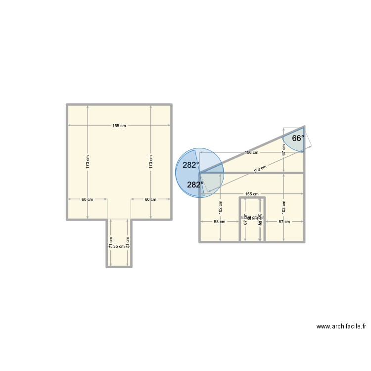 abri. Plan de 4 pièces et 5 m2