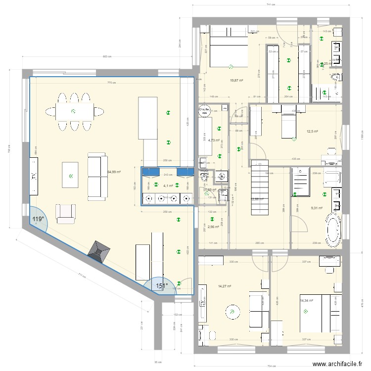 MAISON PLAN DISPO ELEC MODIF. Plan de 12 pièces et 167 m2