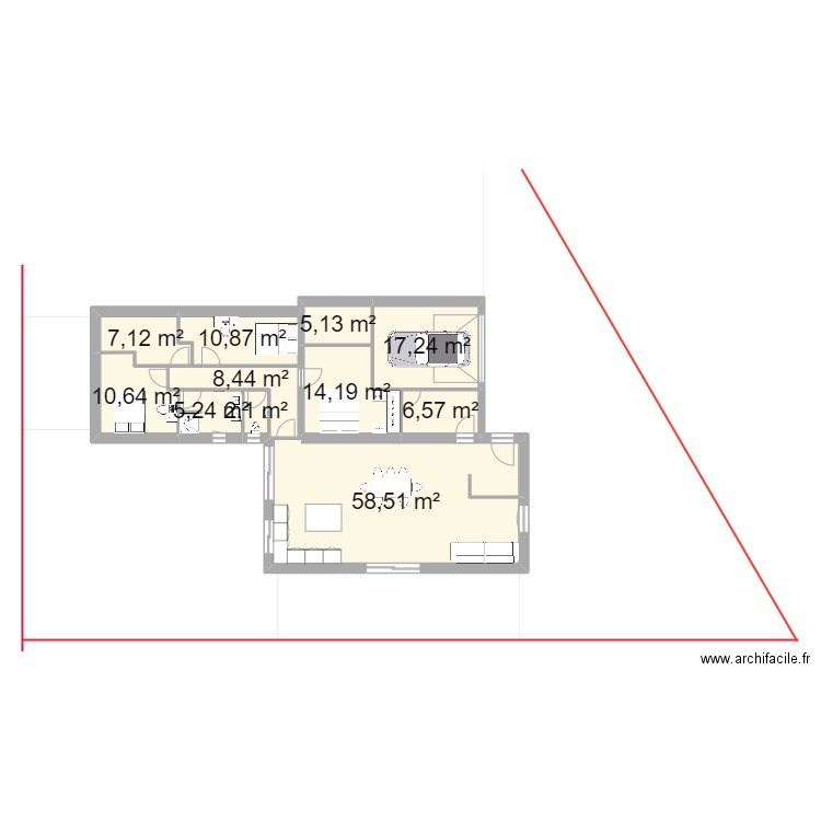 Projet 8. Plan de 11 pièces et 146 m2