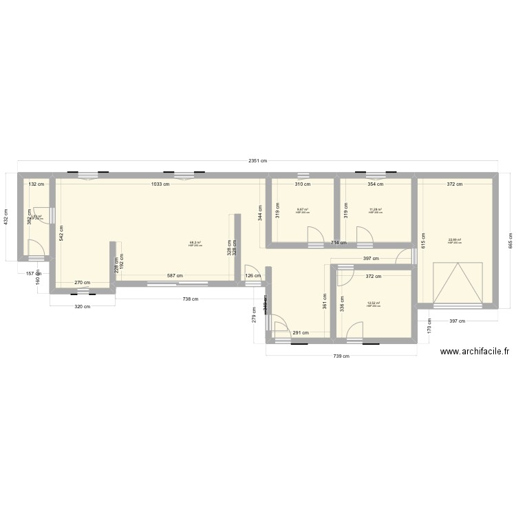 Plan n• 2 . Plan de 6 pièces et 130 m2