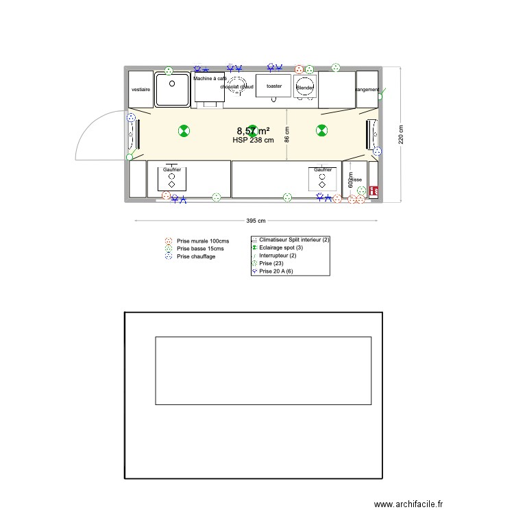 Plan food truck. Plan de 1 pièce et 9 m2