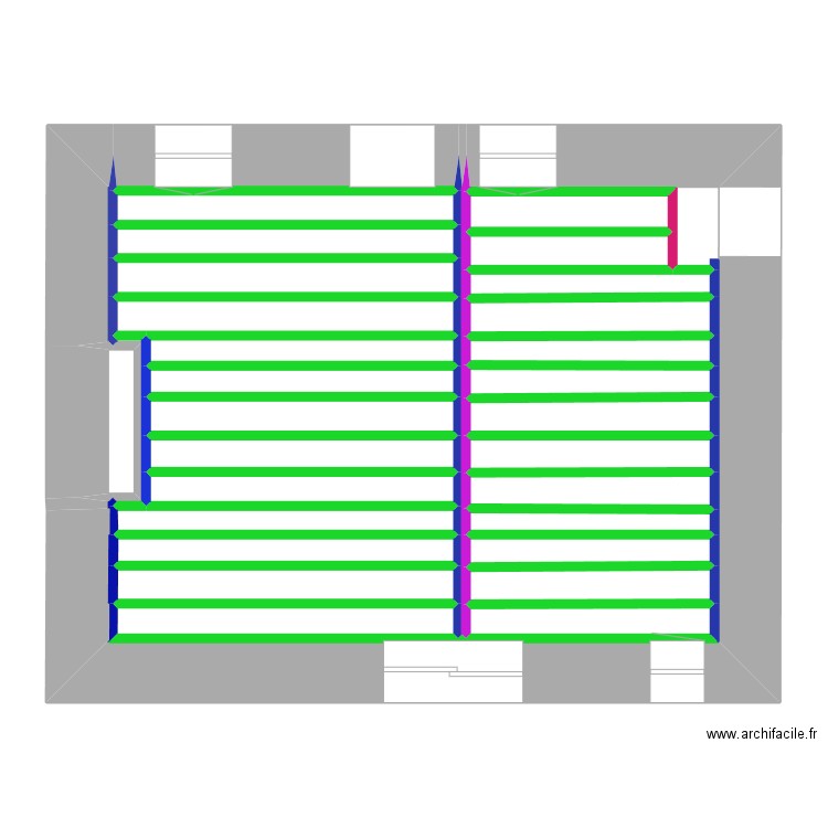 ETAGE. Plan de 31 pièces et 33 m2