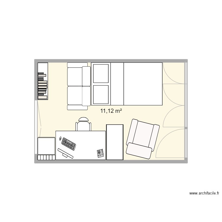 Chambre Bastien. Plan de 1 pièce et 11 m2