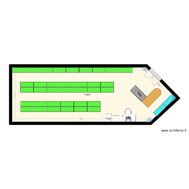 plan local rempli 71-72m2. Plan de 1 pièce et 72 m2