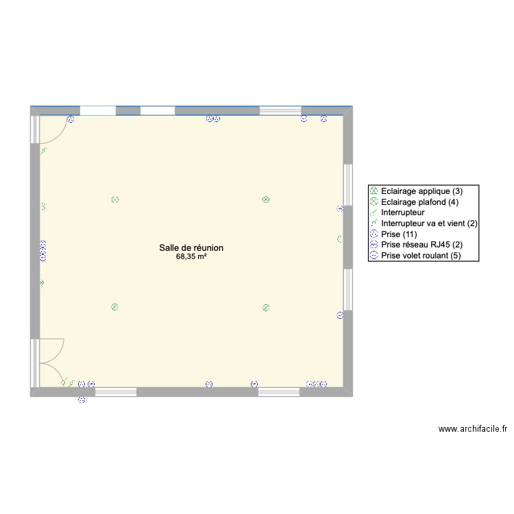 SALLE DE REUNION. Plan de 1 pièce et 68 m2