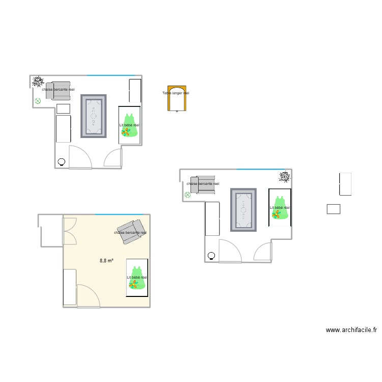 chambre kelly. Plan de 1 pièce et 9 m2