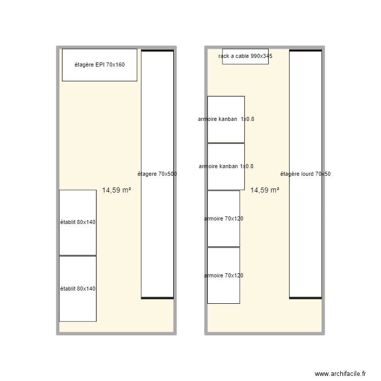 container cruas. Plan de 2 pièces et 29 m2