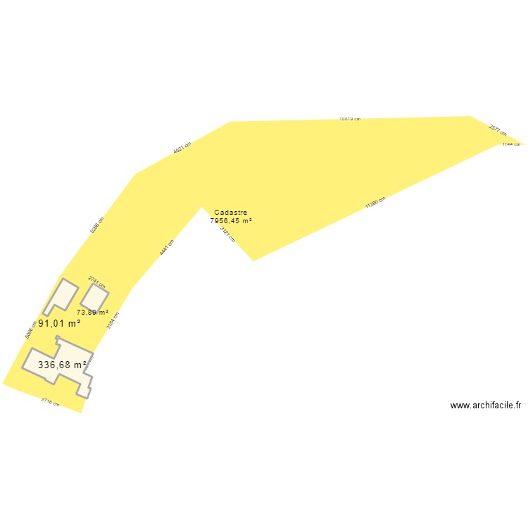 PLAN CADASTRE MESURES bases. Plan de 3 pièces et 502 m2