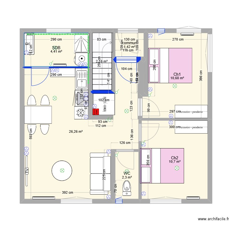 CARPIQUET 13 RTE BAYEUX -RDC ELEC. Plan de 7 pièces et 58 m2