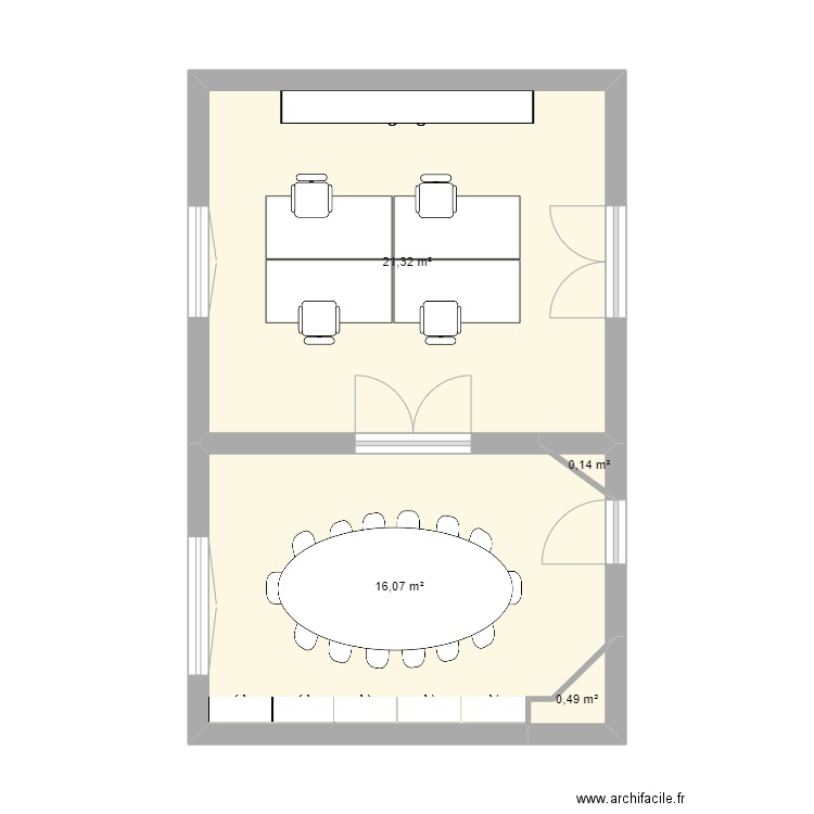 bureaux. Plan de 4 pièces et 38 m2