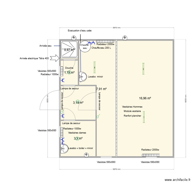 Sncb v3. Plan de 6 pièces et 33 m2