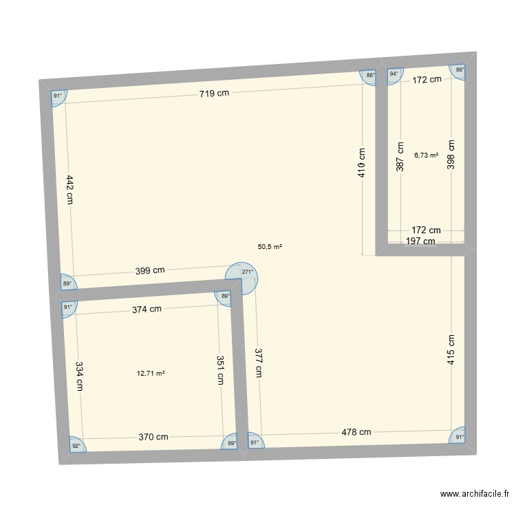 PLAN PASCAL. Plan de 3 pièces et 70 m2