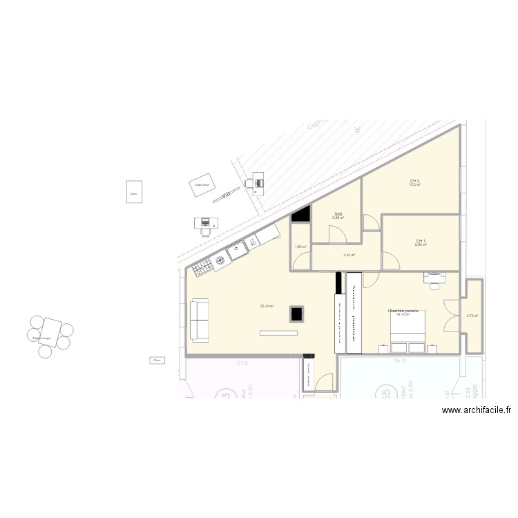 Cam & Tom - Plan Camille 2. Plan de 10 pièces et 93 m2