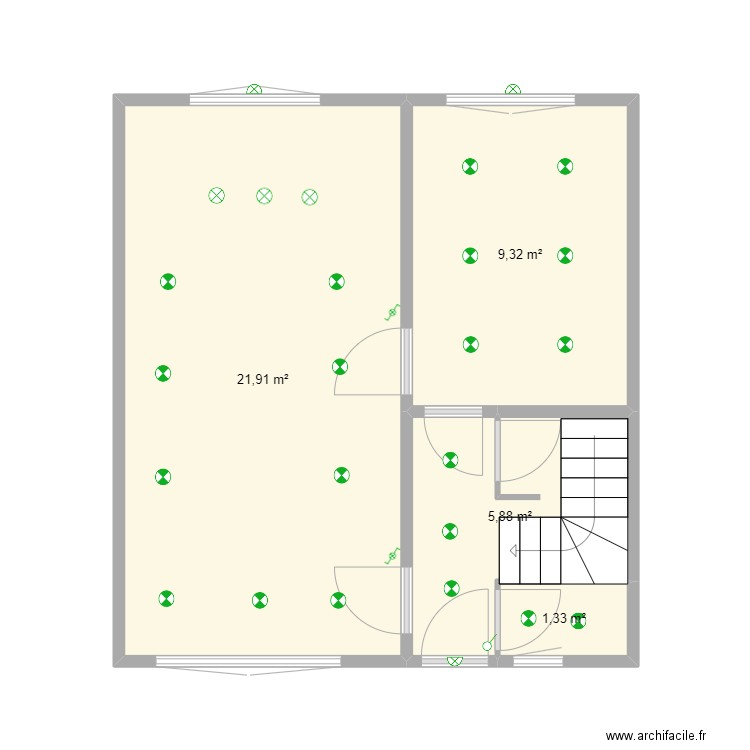 Plan élec RDC maison. Plan de 4 pièces et 38 m2