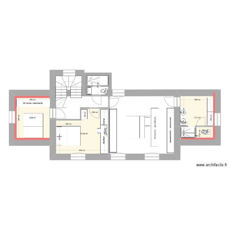 brimont étage variante. Plan de 4 pièces et 35 m2